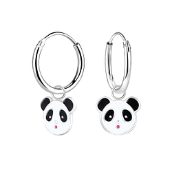 Wholesale Silver Panda Hoop Earrings