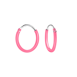 Wholesale Silver Light Pink Hoop Earrings