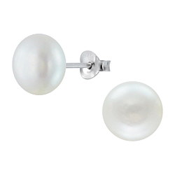 Wholesale 10mm Fresh Water Pearl Silver Stud Earrings