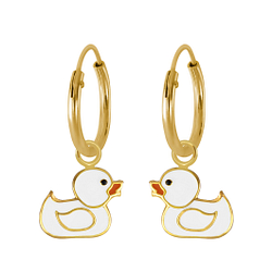 Wholesale Silver Duck Charm Hoop Earrings