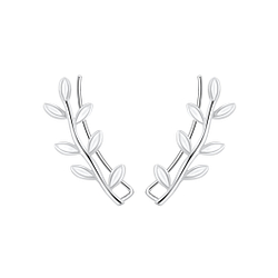 Wholesale Silver Olive Branch Ear Climbers