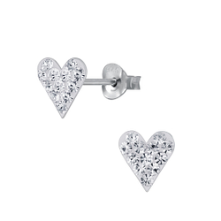Wholesale Silver Heart Crystal Stud Earrings