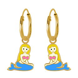 Wholesale Silver Mermaid Charm Hoop Earrings