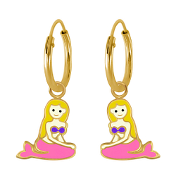 Wholesale Silver Mermaid Charm Hoop Earrings