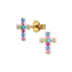 Wholesale Silver Cross Crystal Stud Earrings