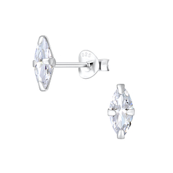 Wholesale 4x8 mm Marquise Cubic Zirconia Silver Stud Earrings