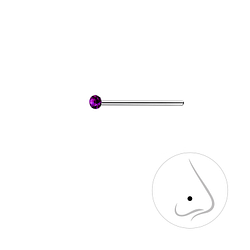 Wholesale 1.5mm Round Crystal Silver Nose Stud - Pack of 10