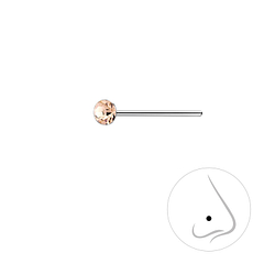 Wholesale 2.5mm Round Crystal Silver Nose Stud - Pack of 10