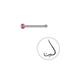 Wholesale 1.8mm Round Crystal Silver Nose Stud With Ball - Pack of 10