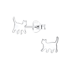 Wholesale Silver Cat  Stud Earrings