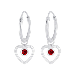 Wholesale Silver Heart Crystal Charm Hoop Earrings