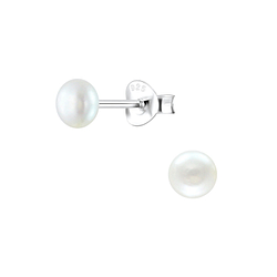 Wholesale 4mm Fresh Water Pearl Silver Stud Earrings