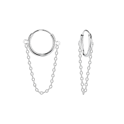 Wholesale Silver Chain Drop Hoop Earrings