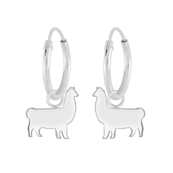 Wholesale Silver Llama Charm Hoop Earrings