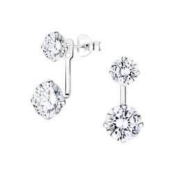 Wholesale Sliver Double Round Ear Jacket