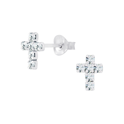 Wholesale Silver Cross Crystal Stud Earrings