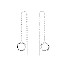 Wholesale Silver Thread Through Circle Earrings