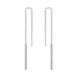Wholesale Silver Thread Through Bar Earrings