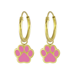 Wholesale Silver Paw Print Charm Hoop Earrings