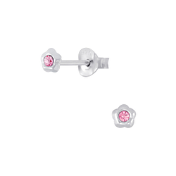 Wholesale Silver Flower Crystal Stud Earrings