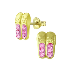 Wholesale Silver Ballerina Shoe Crystal Stud Earrings