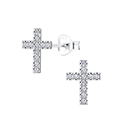 Wholesale Silver Cross Cubic Zirconia Stud Earring