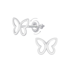 Wholesale Silver Butterfly Screw Back Earrings