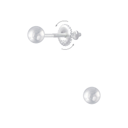 Wholesale 3mm Silver Ball Screw Back Earrings