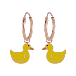 Wholesale Silver Duck Charm Hoop Earrings