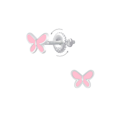 Wholesale Silver Butterfly Screw Back Earrings