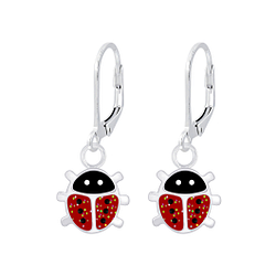 Wholesale Silver Ladybug Lever Back Earrings