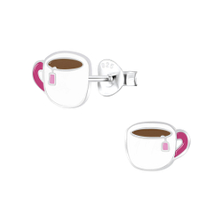 Wholesale Silver Cup Of Tea Stud Earrings