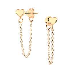 Wholesale Silver Heart Stud Earrings with Chain