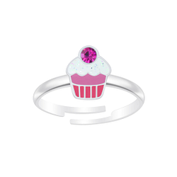Wholesale Silver Cupcake Adjustable Ring