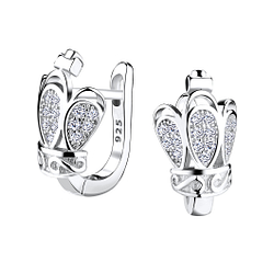 Wholesale Silver Crown Huggie Earrings