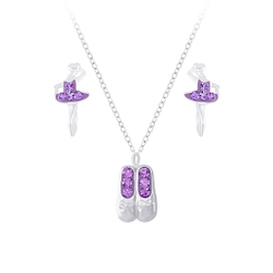 Wholesale Silver Ballerina Necklace and Stud Earrings Set