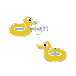 Wholesale Silver Duck Rubber Ring Stud Earrings
