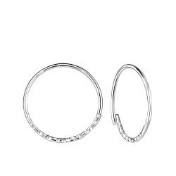 Wholesale 18mm Silver Patterned Hoop Earrings