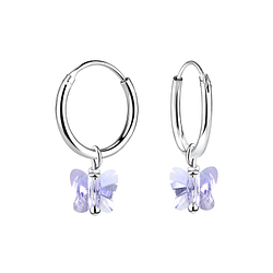 Wholesale Silver Butterfly Charm Hoop Earrings