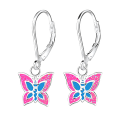 Wholesale Silver Butterfly Lever Back Earrings