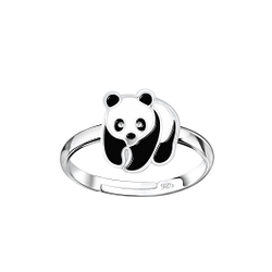 Wholesale Silver Panda Adjustable Ring