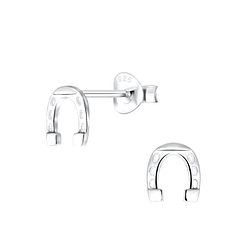 Wholesale Silver Horseshoe Stud Earrings
