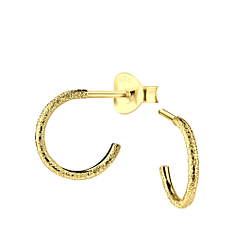 Wholesale Silver Half Hoop Stud Earrings with Diamond Dust