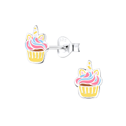 Wholesale Silver Cupcake Stud Earrings