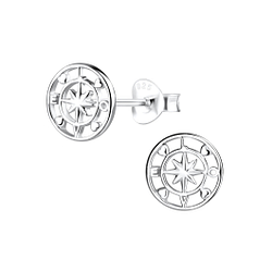Wholesale Silver Compass Stud Earrings