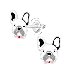 Wholesale Silver Dog Screw Back Earrings