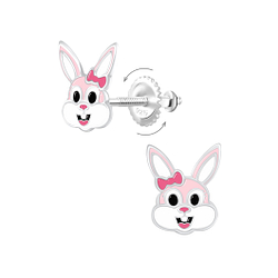 Wholesale Silver Bunny Screw Back Earrings