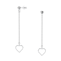 Wholesale Silver Ball Stud Earrings with Hanging Heart