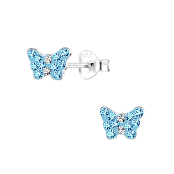 Wholesale Silver Butterfly Crystal Stud Earrings