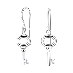 Wholesale Silver Key Earrings